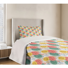 Pastel Botany on Spots Bedspread Set