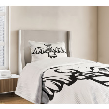 Sketch Style Christmas Angel Bedspread Set