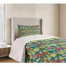 Vibrant Colored Flowers Bedspread Set