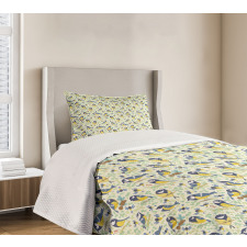 Pine Cones and Leaves Doodle Bedspread Set