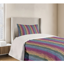 Retro Tone Chevron Zig Zag Bedspread Set