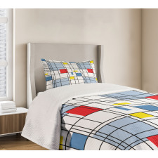 Quadratic Striped Grid Bedspread Set