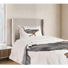 Striped Doodle Style Bird Bedspread Set