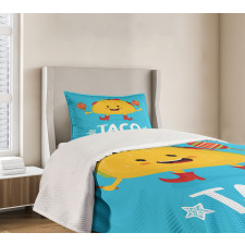 Dancing Funny Taco Cartoon Bedspread Set