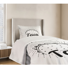 Mexican Taco Typography Art Bedspread Set
