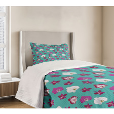 Vibrant Tropical Flowers Bedspread Set