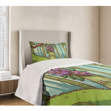 Colorful Jungle Cartoon Bedspread Set