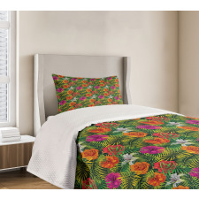 Palm Jungle Leaves Floral Bedspread Set