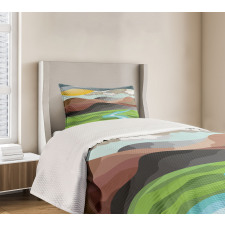 Abstract Mountains River Bedspread Set