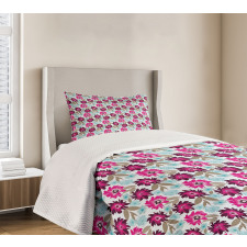 Abstract Marsala Blossoms Bedspread Set