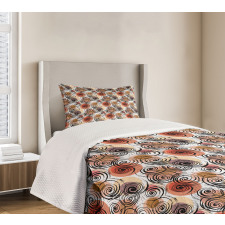 Black Swirls Circle Motifs Bedspread Set