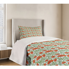 Spring Season Fresh Poppies Bedspread Set