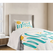 Smiling Sun and Wavy Letters Bedspread Set