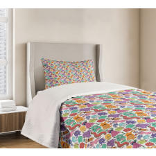 Abstract Hairy Monsters Bedspread Set