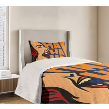 Cartoon Style Woman Laughing Bedspread Set