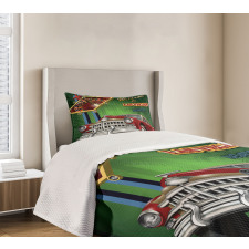 Retro Car Roulette Table Bedspread Set