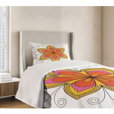 Flower Pattern Swirl Bedspread Set