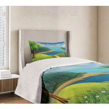 Cartoon Landscape Pattern Bedspread Set