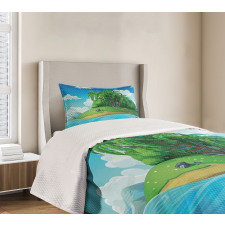 Aquatic Seascape Pattern Bedspread Set