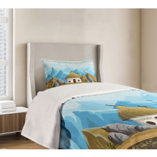 Hut in the Mountains Asia Bedspread Set