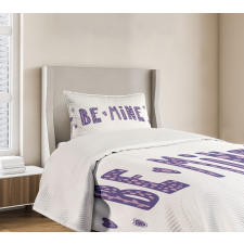 Typographic Text and Hearts Bedspread Set