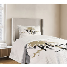 Tropical Enjoy Summer Text Bedspread Set