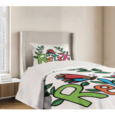 Phrase Butterfly and Leaves Bedspread Set