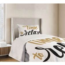 Coffee Time Conceptual Text Bedspread Set