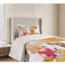 Elderly Couple in Kitchen Bedspread Set