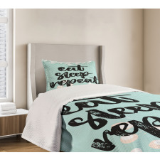 Eat Sleep Repeat Lettering Bedspread Set