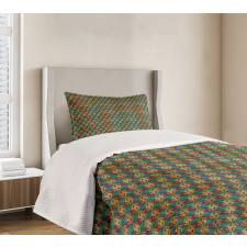 Grungy Retro Rhombus Shape Bedspread Set