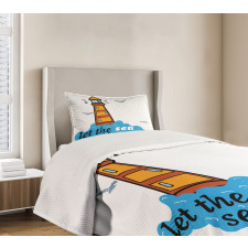Lighthouse Blue Waves Bedspread Set