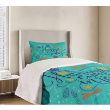 Seashell Starfish Teal Bedspread Set