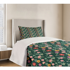 Colorful Flower and Buds Bedspread Set