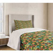 Parrots and Pomegranate Bedspread Set