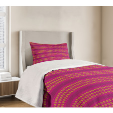 Pink Yellow Geometric Design Bedspread Set