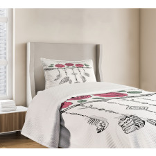 Hippie Feathers Arrow Rose Bedspread Set