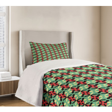 Rhombus and Dashed Lines Bedspread Set