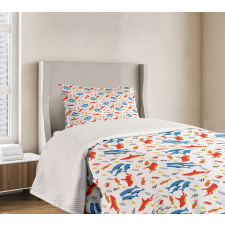 Whale and Hammerhead Shark Bedspread Set