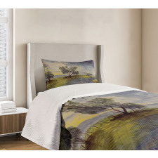 Watercolor River Scene Bedspread Set