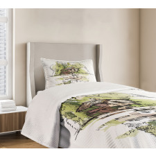 Lake House in the Forest Bedspread Set