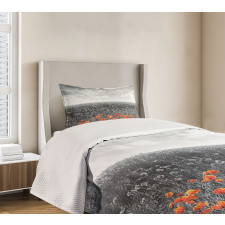 Flower Field Greyscale Design Bedspread Set