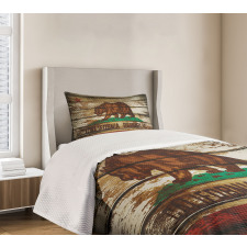 California Flag Rustic Boards Bedspread Set