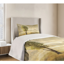 Lonely Tree in Beige Tones Bedspread Set