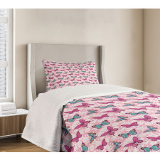 Romantic Flowers Pale Pink Bedspread Set