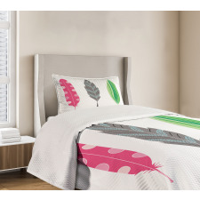 Funky Sketched 3 Plumes Bedspread Set