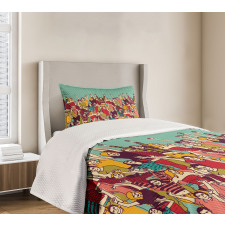 Youthful Polka Dotted Tshirts Bedspread Set