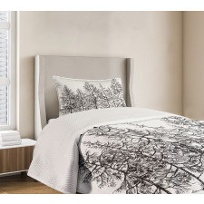 Seasonal Pine Tree Landscape Bedspread Set