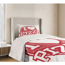 Grunge Love Pizza Lettering Bedspread Set