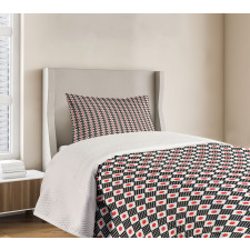 Grid Stripes and Squares Bedspread Set